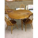 Ercol dropleaf dining table & 4 chairs c1960s.