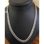 Italian 925 silver heavy flat curb chain necklace. 22" long, weight approx 61.5g.