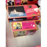 Pedigree Sindy Bed & Bedclothes, Dressing Table & Stool #44505, Wardrobe # 44502 (boxes poor),