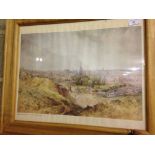 A pine framed print of Norwich. 52 x 62cm.