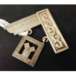 Masonic hallmarked silver pendant set square design, approx weight 13.3g