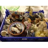 A box of mixed small ceramics