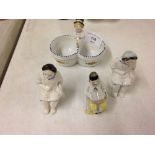 4 pieces of 19th Century Continental porcelain - figures and figural salt