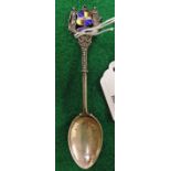 Hallmarked silver spoon bearing the enamelled crest for the City of Birmingham