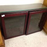 A dark wood display cabinet, 2 shelves, landscape orientation. 56 x 84cm.