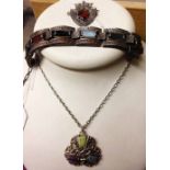 3 pieces of Scottish design jewellery including bracelet and pendant necklace with agate stones