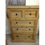 A Corona pine 2 over 3 large chest of drawers