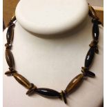 Tigers Eye bead necklace, vintage beads cut with facets.