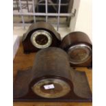 3 x vintage wooden mantle clocks