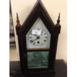 Antique Wm L Gilbert 30-hour American mantle clock c.1870. Glass door with scene of "Ballston