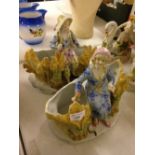 Pair porcelain child & cornfield figures.