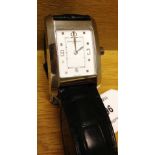 Gents Baume & Mercier Swiss watch with stainless steel case and black leather strap