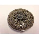 Vintage Turkish / Egyptian continental silver powder compact. No hallmark.