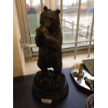 Bronze bear figure 31cm tall.