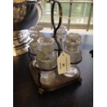 Silver plated cruet set.