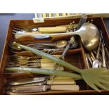 A quantity of assorted vintage cutlery including faux ivory handles and a Walker & Hall Air Ministry