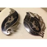 2 Siamese sterling silver brooches with mermaid decoration - 1 a/f