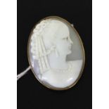 A 9ct gold cameo brooch with ring for chain by Deakin & Francis c1920s HM rubbed.