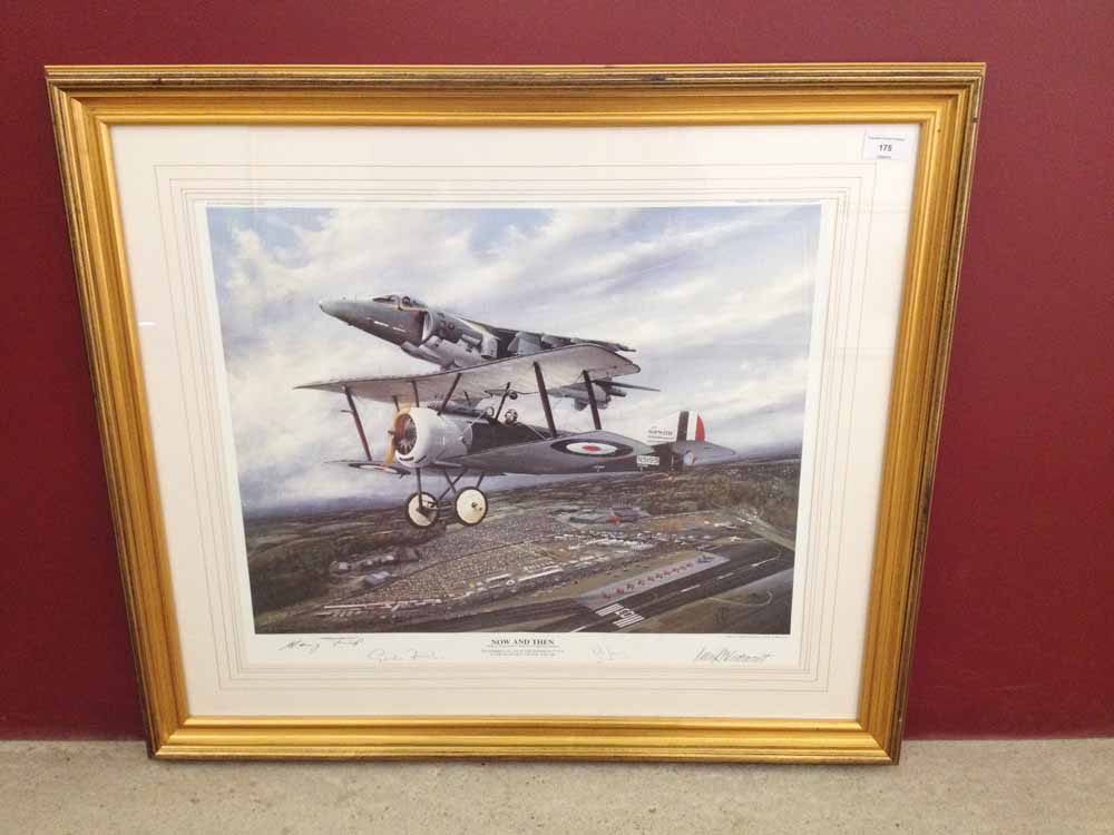 Framed and signed print 'Now And Then' by Peter R Westacott. A tribute to Sir Thomas Sopwith and