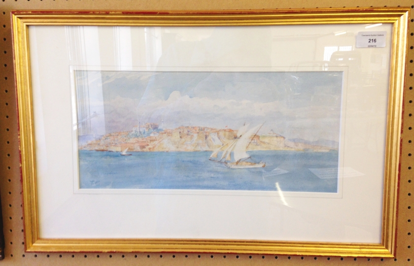 A 19th/early 20th century framed & glazed watercolour of Constantinople by Tristam James Ellis (