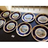 8 hand painted Aynsley dessert plates c1875 with landscape scenes. All bearing impressed Aynsley's