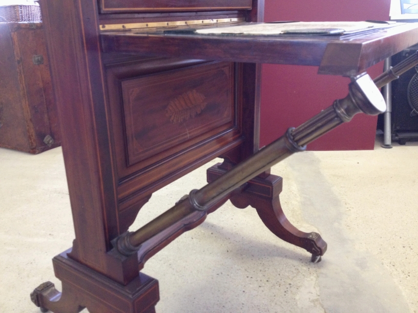 An antique Victorian inlaid mahogany Escritoire secretary/writing desk by Thornhill & Co, Bond - Image 3 of 6