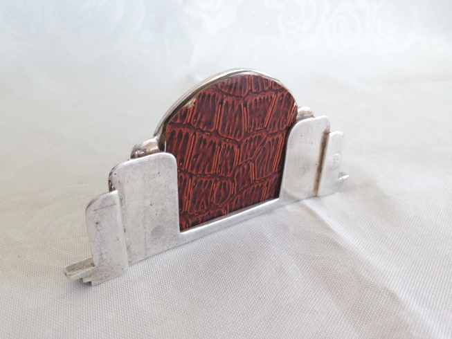 A miniature Art Deco continental silver picture frame approx. 10 x 4.5cm. Makers mark KS. - Image 2 of 3