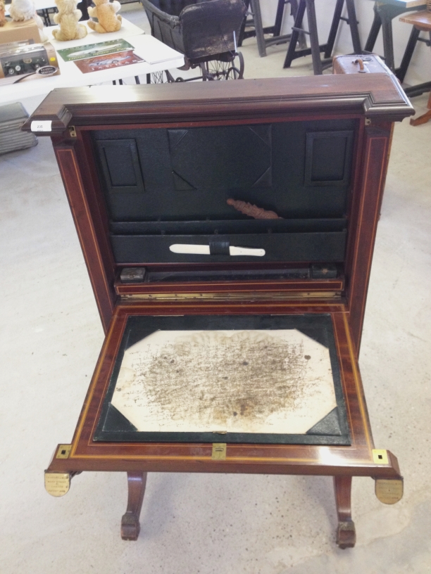 An antique Victorian inlaid mahogany Escritoire secretary/writing desk by Thornhill & Co, Bond - Image 5 of 6