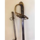 An 1822 pattern William IV British Infantry Officer's sword with brass gothic hilt with fold-down