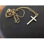 Small 9ct gold hallmarked cross & chain, total weight approx 2.5g