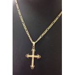 A HM 9ct gold ornate cross on 9ct gold chain approx weight 5.3g