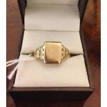 Gents signet ring, 9ct HM gold engraved inside, approx weight 6g, maker Henry Griffith & Son, size