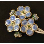 David Andersen, Norway, Sterling silver & enamel brooch, Forget-me-not flower design.