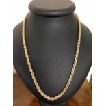 24" 9ct gold rope chain approx weight 12.2g