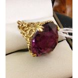 9ct gold fob set with large amethyst.