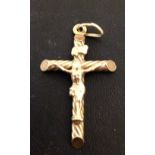 9ct gold crucifix pendant, weight approx 2g.