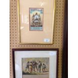 2 framed & glazed antique coloured prints Hearts of Oak benefit society and Two gentlemen of Verona