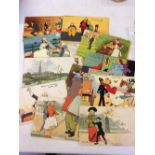 26 Tom Browne vintage postcards.