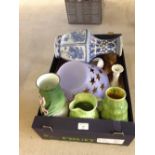 Box of ceramics to include vases.