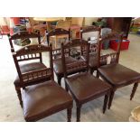 6 Victorian carved back dining chairs.