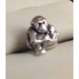 Pandora silver monkey and baby charm - retired.
