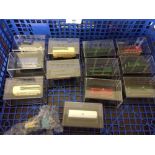 12 boxed Oxford Diecast buses, trams and trolleybuses. 1:148 scale N Gauge - all boxed with an
