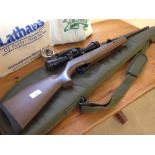 SMK 19 Air Rifle, 5.5mm/.22 calibre with Hawke telescope site, soft case, cleaning kit, targets
