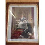 A framed & glazed Victorian print of Queen Victoria, 61cm x 51cm.