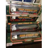 4 Corgi Eddie Stobart curtainside trailers - ERF, Volvo, Renault & Scania, boxed.