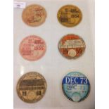 6 Classic Car Tax Discs, 1953-1973. Good to mint condition.