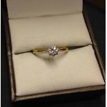 An 18ct gold & diamond solitaire ring. Diamond approx 0.3 carat. Tests as 18ct gold (ring was