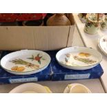 2 Royal Worcester Evesham vale oval sole dishes, boxed. 26cm long