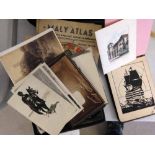 A tray of small items to include vintage autograph book with sketches & mottos, a miniature signed