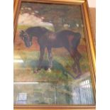 Framed & glazed oil on board of a horse signed Harry W. Potter 1924. 28 x 19" frame size.